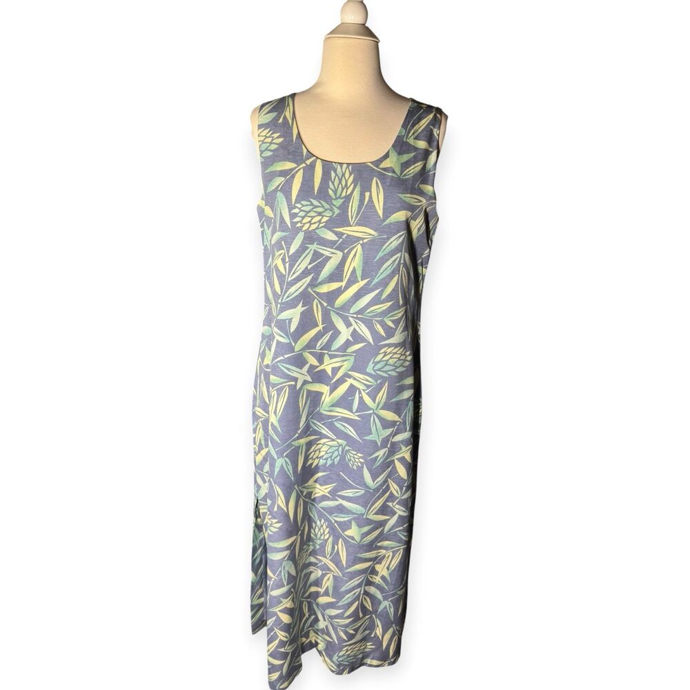Tommy Bahama 100% Silk Maxi Tropical Dress Size 10 Leaf Print Multicolored